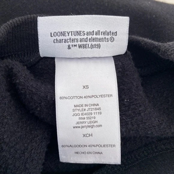 Girls Teens Looney Tunes Black Long-Sleeve Midriff Sweatshirt - Picture 5 of 6